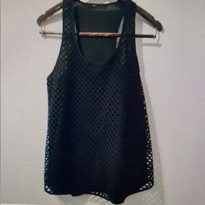 Black Sleeveless Mesh Top